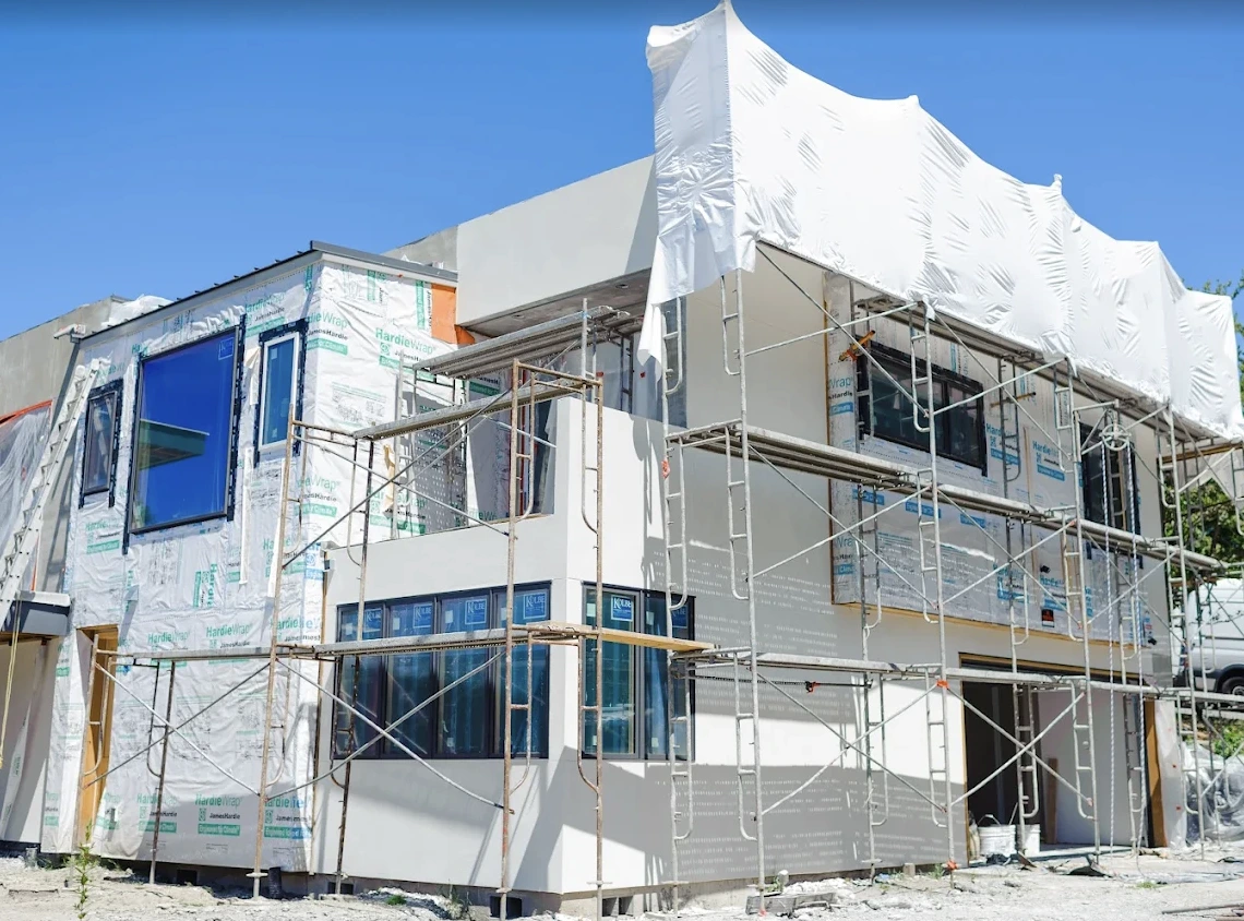 New stucco installation on an Austin home